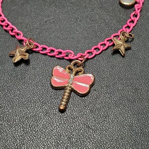Pink dragonfly charm bracelet Up to 7" - Picture 3 of 10